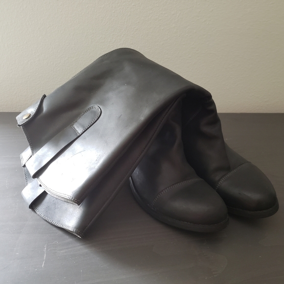 Hugo Back Leather Womens Riding Boots Size 9